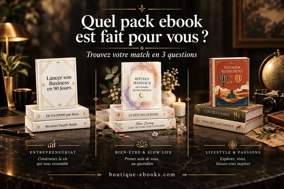 Quel pack ebook est fait pour vous ? Trouvez votre match en 3 questions